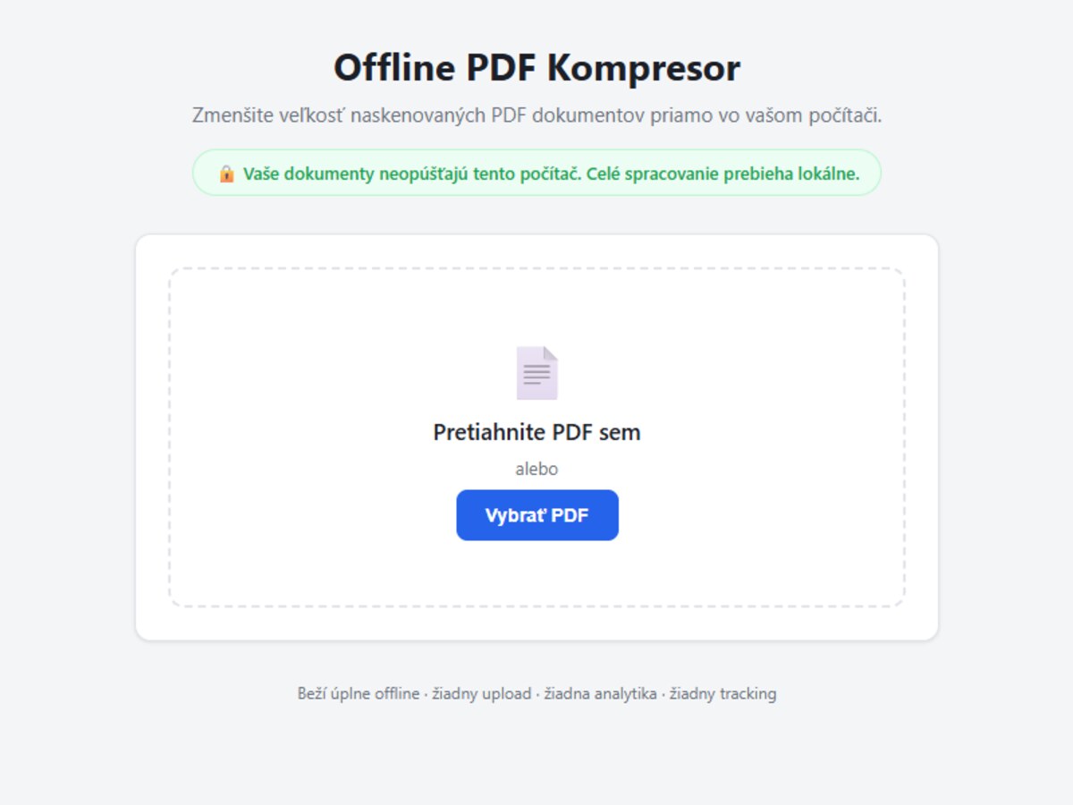 Offline PDF Kompresor — ukážka aplikácie